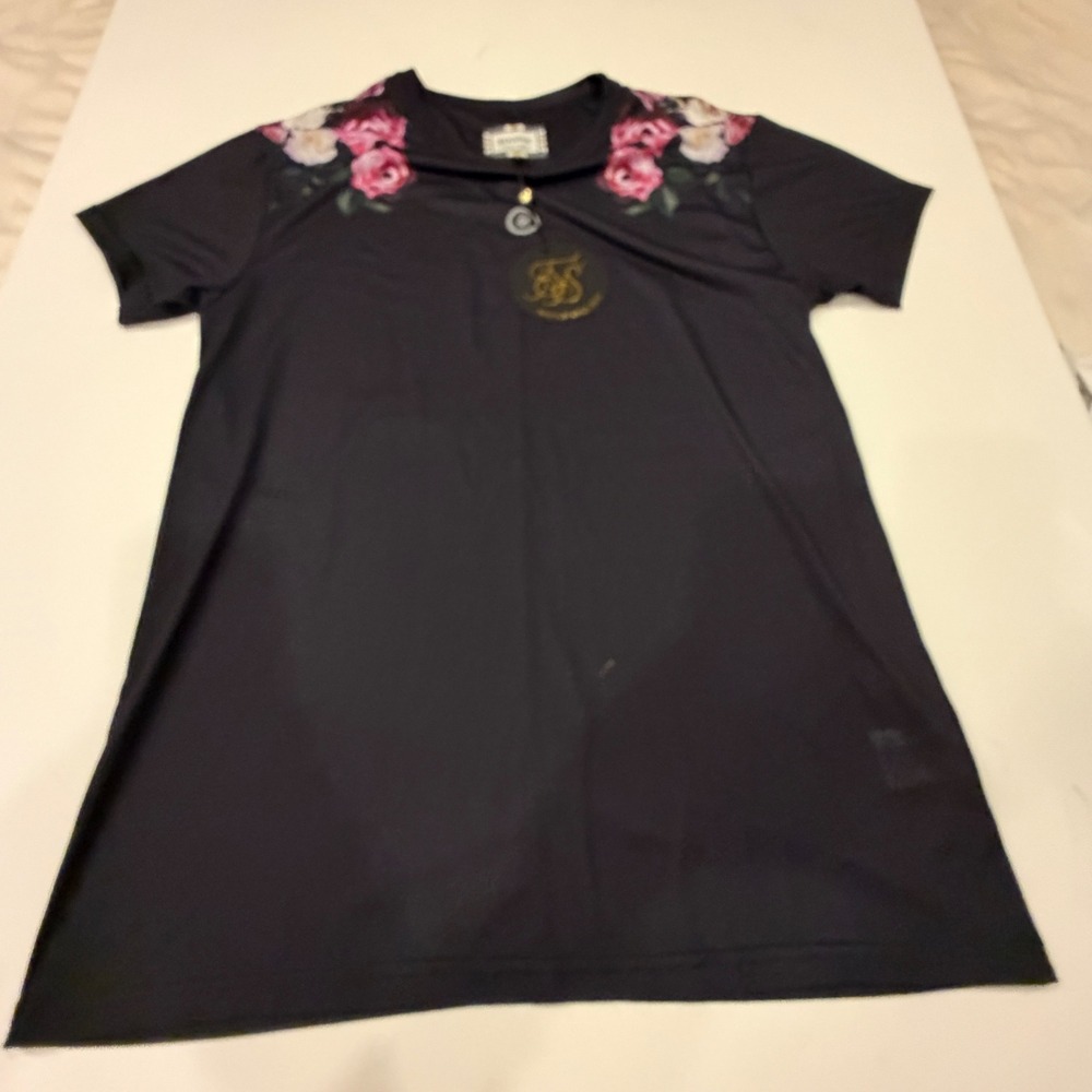 SikSilk Mens Oil Paint Box Tee Black Floral Rose Graphic T-Shirt SS-14720 Size L